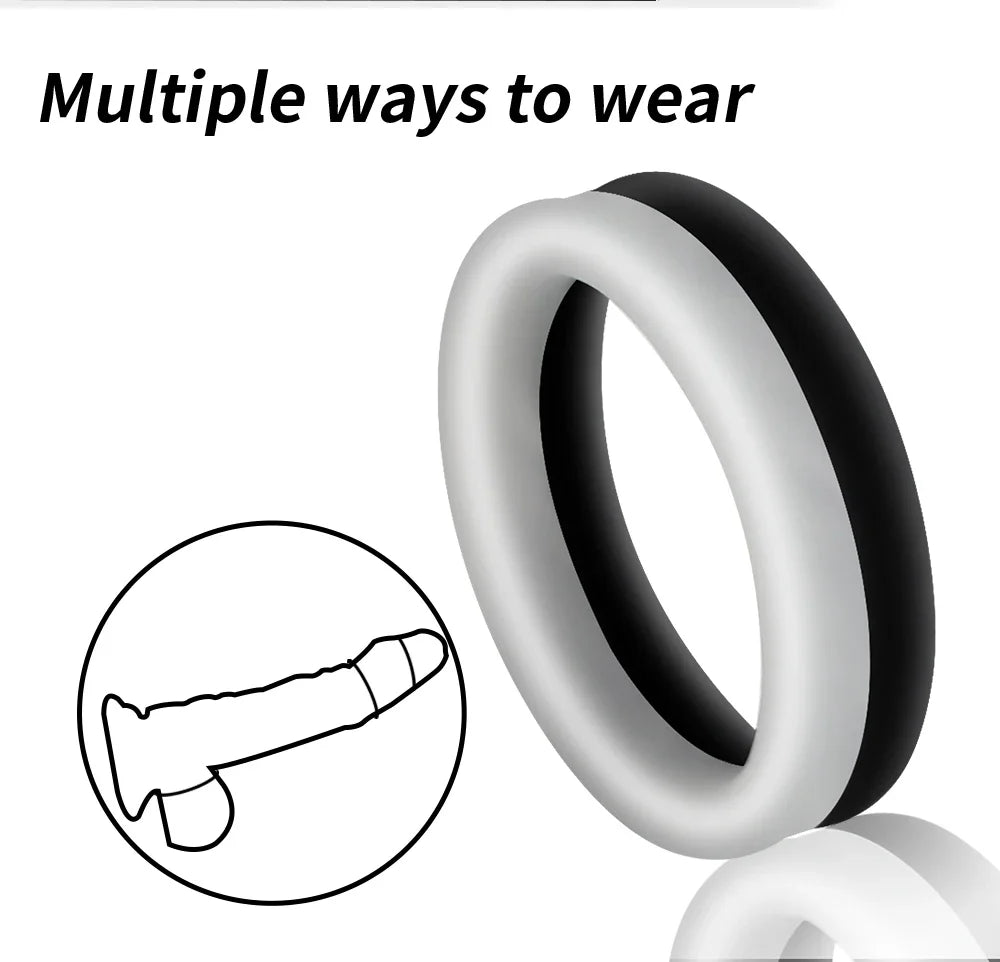 Black & Glow in the Dark Stretchable Silicone Classic Erection Maintenance Ring