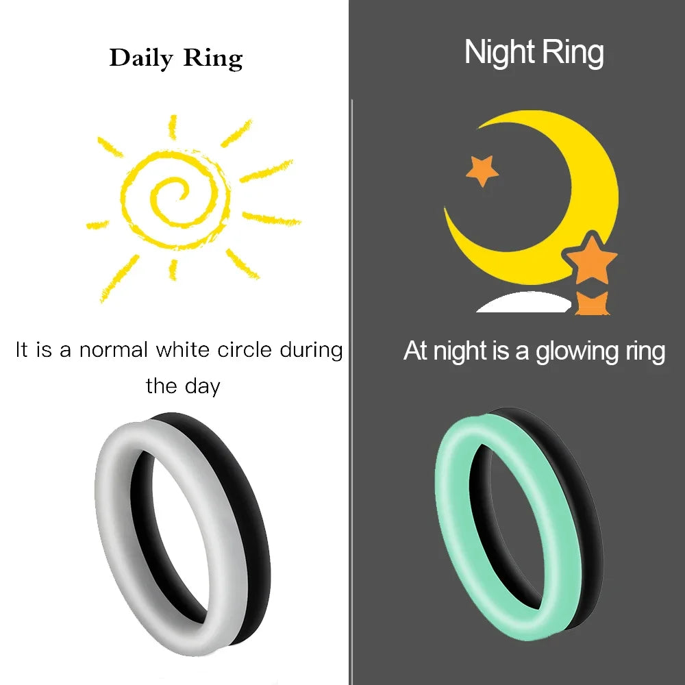 Black & Glow in the Dark Stretchable Silicone Classic Erection Maintenance Ring