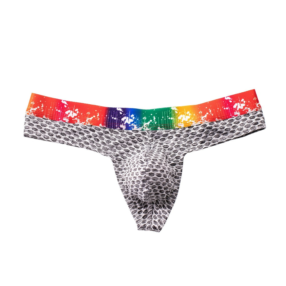 Rainbow 'U' Pouch Grid Thong