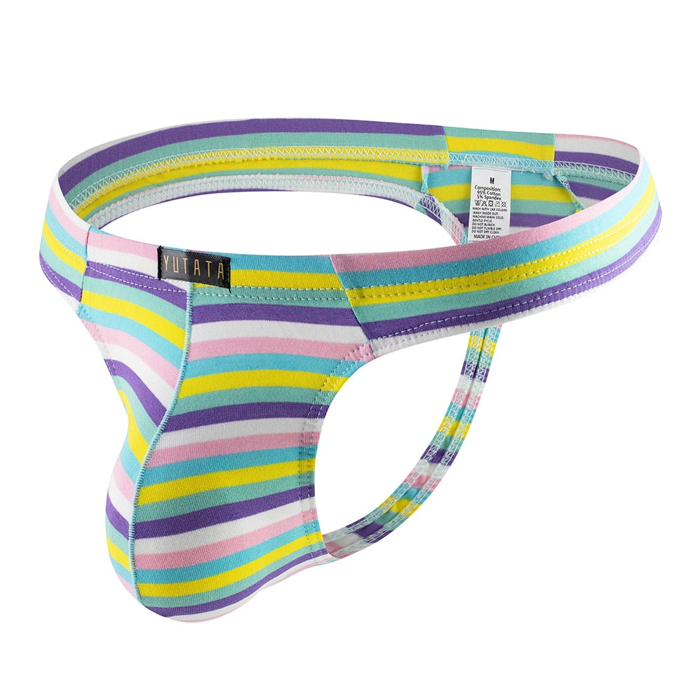 Multicolored Stripe Comfort Pouch Thongs