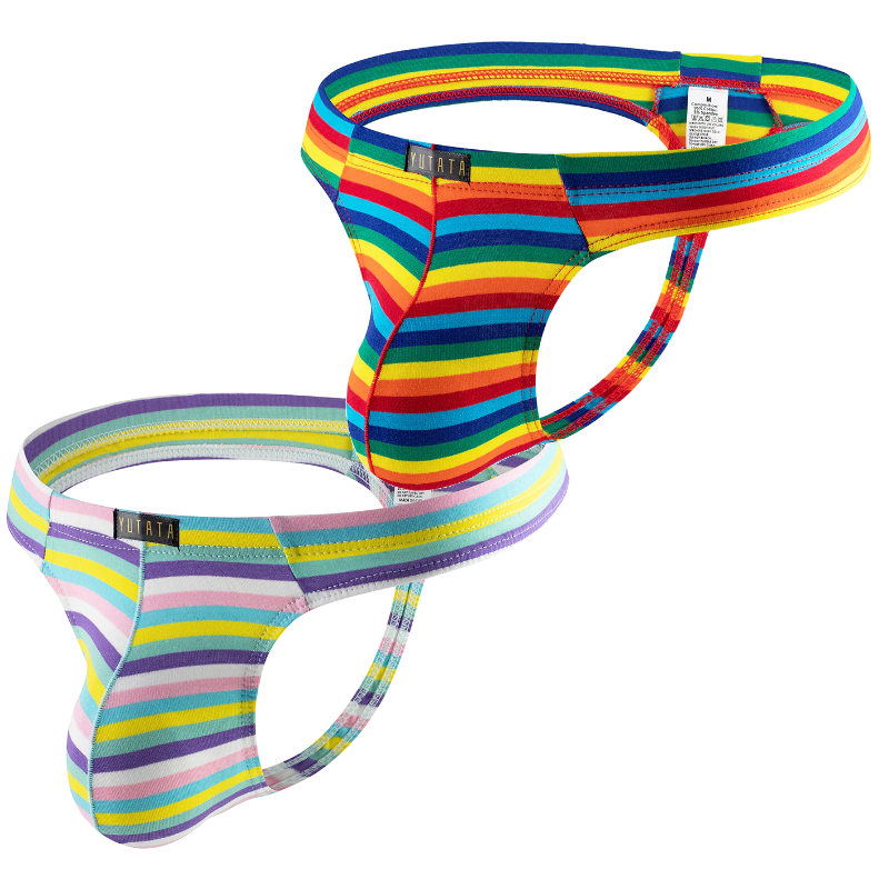 Multicolored Stripe Comfort Pouch Thongs